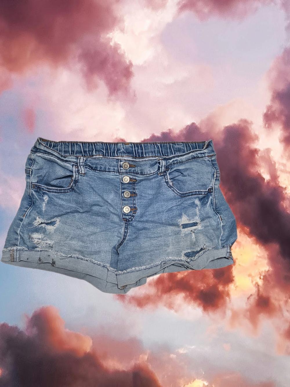 wonder nation Light Blue Distressed Denim Shorts